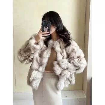 Легкая, модная и высококачественная, утолщенная зимняя новая женская шуба из лисы, короткая искусственная шуба XL
