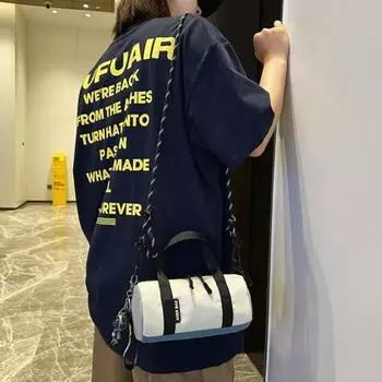 Легкая мужская цилиндрическая сумка с тонким ремешком, простая сумка через плечо, маленькая нейлоновая сумка на каждый день blue-no pendant