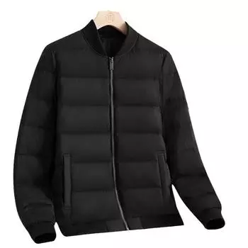 Легкая мужская куртка-пуховик большого размера с бейсбольным воротником, теплая мужская куртка увеличенного размера, свободный и повседневный верх из белого утиного пуха L