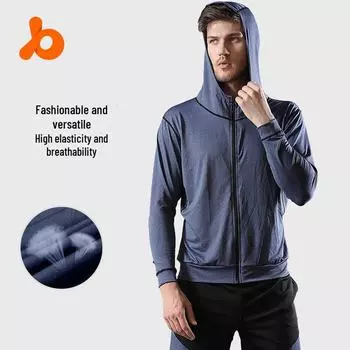 Легкая мужская куртка с капюшоном на весну/лето — дышащая спортивная одежда для тренировок и бега Medium