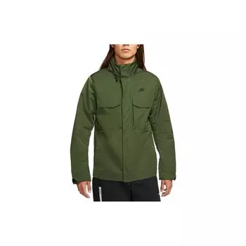Легкая мужская куртка с логотипом Nike Premium Essentials M65 без подкладки со складным капюшоном, зеленая DC6771-326 S