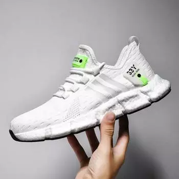 Легкая мужская обувь, летние дышащие кроссовки Flyknit, модная универсальная повседневная обувь, спортивная обувь больших размеров 36 белый