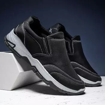 Легкая мужская обувь с мягкой подошвой, нескользящая спортивная обувь для ходьбы для мужчин, дышащая повседневная обувь, удобная защита для ног 39 чёрный
