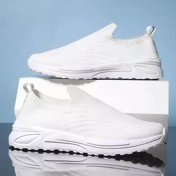 Легкая мужская повседневная обувь 39-47, уличные дышащие мужские повседневные кроссовки, Нескользящая мужская прогулочная обувь, мягкая обувь без шнуровки на плоской подошве, 2024 г. 39 чёрный