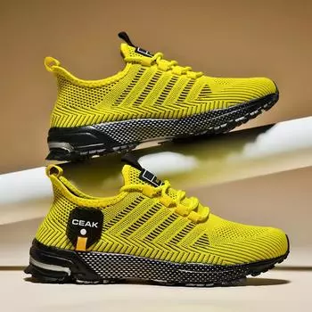 Легкая мужская повседневная обувь для активного отдыха, дышащая мужская спортивная обувь, нескользящие мужские кроссовки, гибкая модная теннисная обувь на шнуровке 2024 39 чёрный