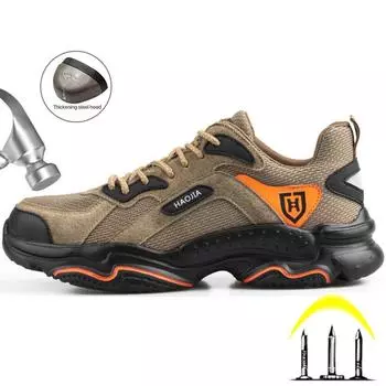 Легкая мужская защитная обувь, устойчивая к проколам обувь со стальным носком для женщин и мужчин, рабочая обувь, дышащие защитные рабочие кроссовки, мужские 37