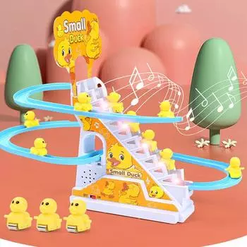 Легкая музыкальная композиция Утка пазл игрушка цветная коробка Мальчики и девочки Детский подарок Пятачок поднимается по лестнице Электрические игрушки Интересное Ручная работа 6 ducklings