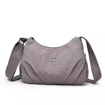 Легкая нейлоновая сумка женская на плечо кроссбоди однотонная сумка для мамы серый