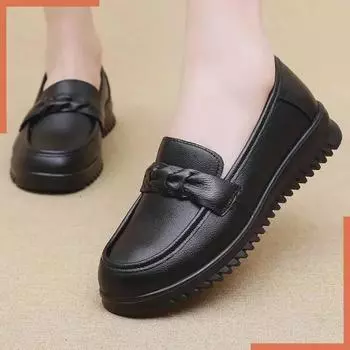 Легкая обувь из натуральной кожи для женщин среднего и пожилого возраста с мягкой подошвой 39 чёрный