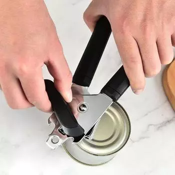 Легкая открывашка для консервных банок, вращающаяся на 360 градусов ручка из нержавеющей стали, нескользящая ручка, многофункциональная открывалка для консервных банок, легко снимающаяся с крышки чёрный