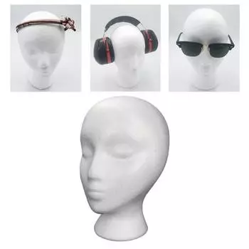 Легкая пенопластовая голова манекена, очки, гарнитура, парик, стенд, женская модель головы, форма для показа шляпы белый
