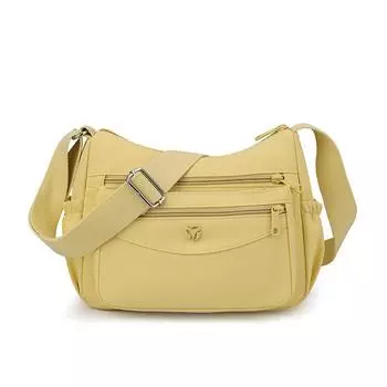 Легкая плечевая сумка большой вместимости Водоотталкивающая нейлоновая женская сумка кроссбоди светло-желтого