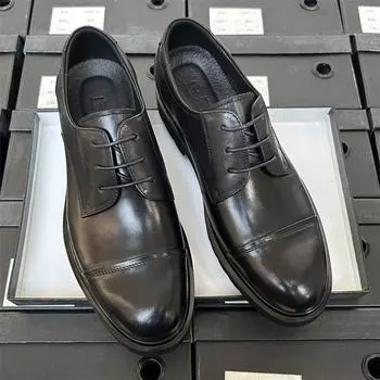 Легкая подошва три сустава кожаные туфли мужские деловые кожаные дышащие костюмы для работы мужские туфли повседневные мужские кожаные туфли 38 чёрный