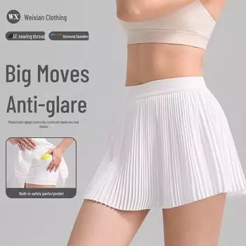 Легкая, прикрывающая бедра спортивная юбка: облегающий плиссированный дизайн для занятий фитнесом на открытом воздухе, теннисом и йогой. M