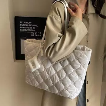 Легкая пуховая сумка 2024 года, новая хлопковая сумка для пальто, женская сумка большой вместимости, дорожная сумка на одно плечо, сумка-тоут с несколькими отделениями