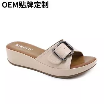 Легкая японская женская обувь, удобные тапочки на танкетке и платформе 36