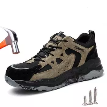 Легкая рабочая обувь для мужчин и женщин, устойчивая к проколам, неразрушаемая рабочая обувь, защитные ботинки безопасности 38 коричневый