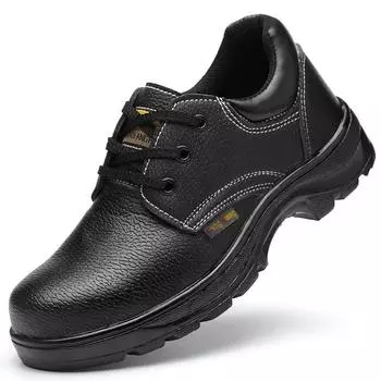 Легкая рабочая обувь, мужская кожаная защитная обувь со стальным чехлом для головы, противоударная, дышащая и износостойкая рабочая обувь 35