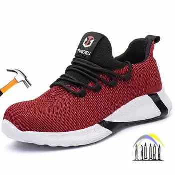 Легкая рабочая защитная обувь для женщин. Дышащие защитные кроссовки с железным носком. Нескользящие рабочие кроссовки для женщин. Рабочая обувь. 36