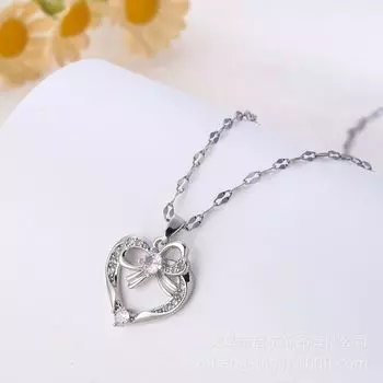 Легкая Роскошь Бант Любовь Ожерелье Женское Простое Высококлассное Универсальное Инкрустированное Цирконом Подвеска Изысканные Ювелирные Изделия