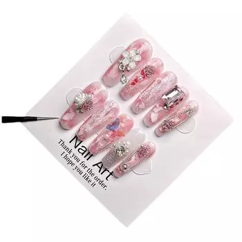 Легкая роскошь Чистый Провести Длинная Лестница Темперамент Белый Съемная Пластина Ноготь XS