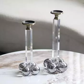 Легкая роскошь геометрические хрустальные колонны шаровые украшения для дома гостиная журнальный столик модель комната столовая спальня подсвечник украшение Crystal Candlestick - Low M1002641