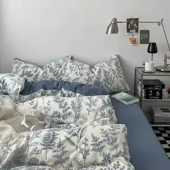 Легкая роскошь мать и ребенок стиранный хлопок цветочный 4 предмета пододеяльник одинарный студенческое общежитие простыня 3 предмета дом 1.5*2msingle bed hat