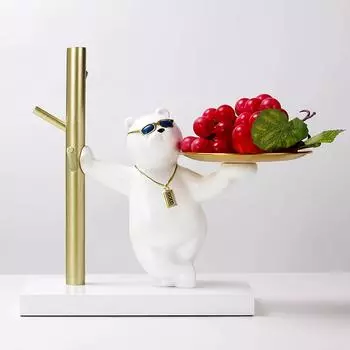 Легкая роскошь мультяшный медведь входной ключ хранения настольные украшения тарелка для закусок фруктов конфеты лоток аксессуары