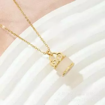 Легкая роскошь Нефрит Хэтянь Круглый бочонок бусины ожерелье женское ретро этнический стиль универсальная трендовая темпераментная цепочка на ключицу