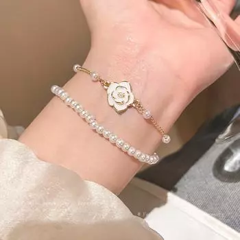 Легкая роскошь, ниша, простота, передовые ощущения, универсальный темперамент, двухслойные браслеты из камелии 1 set