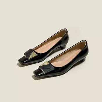 Легкая роскошь, ощущение высокого класса, не устают ноги, кожаные туфли на высоком каблуке, женские универсальные туфли-лодочки, весенние женские туфли для работы, маленькие кожаные туфли 35 чёрный