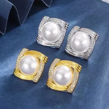 Легкая роскошь преувеличенный квадратный жемчуг, новая мода Aobei, легкая роскошь ретро бусина золотой