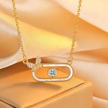 Легкая роскошь простая мода высокая чувственность Ins ветер полный бриллиант бабочка ожерелье женский белый ракушка геометрическая ключица цепь