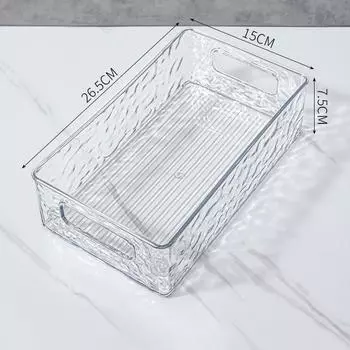 Легкая роскошь Прозрачный контейнер для хранения с узором «Ледник» Бытовая прямоугольная пластиковая коробка Настольный органайзер для косметики Гостиная Understand thoroughly