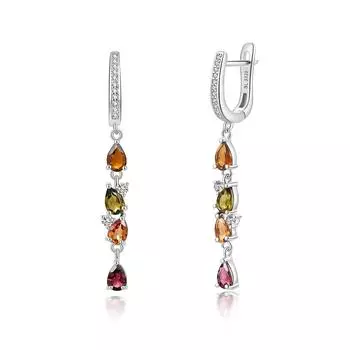 Легкая роскошь Разноцветные натуральные турмалины 5 см длинные серьги Модные элегантные женщины и девушки изысканный подарок на день рождения M разноцветный