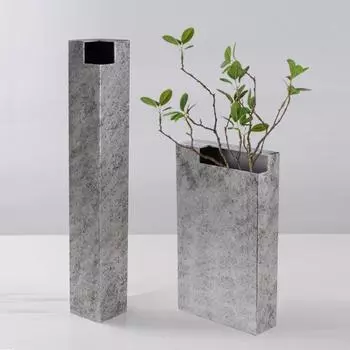 Легкая роскошь ретро геометрический разрез квадратная трубка цветочные украшения модель дом офис продаж гостиная цветочная композиция ваза украшения