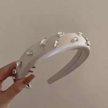 Легкая роскошь Тяжелая промышленность Чешская Алмазная капля Шелковая губка увеличивает повязку для волос Женская повседневная повязка на голову Аксессуары для волос Женские Size fits all