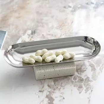 Легкая роскошь в стиле ваби-саби, имитация травертина, геометрический поднос для хранения, высокая тарелка с фруктами, украшения для обеденного стола, модель прихожей, украшения для комнаты