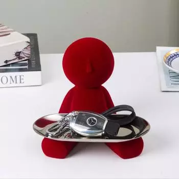 Легкая роскошь ветер бытовые украшения старший чувство рабочего стола флокирование ключ хранения кукла гостиная украшение домашний декор фигурка светло-серый