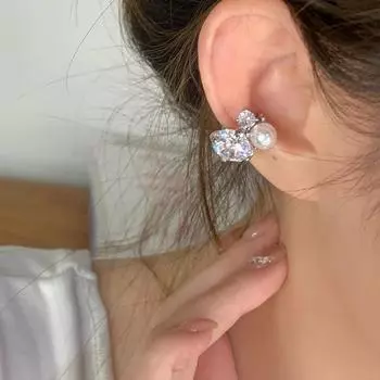 Легкая роскошь, высококачественный циркониевый жемчуг, клипса для ушей, женская, простая и изысканная, индивидуальность, универсальный темперамент, без сережек, серьги