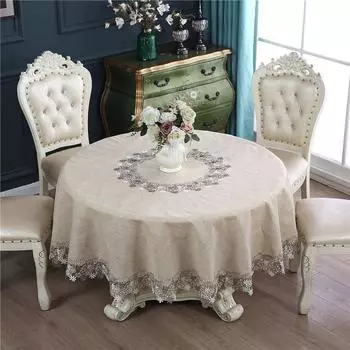 Легкая роскошная американская деревенская льняная скатерть в садовом стиле, круглое кружево, домашнее украшение, пыленепроницаемая скатерть, домашний текстиль Rounddiameter 60cm белый
