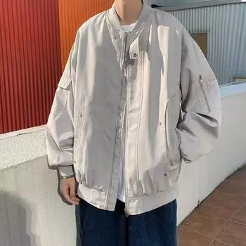 Легкая роскошная американская ретро-куртка-бомбер на молнии, бейсбольная майка для мужчин и женщин, повседневная куртка для инструментов, универсальная M чёрный