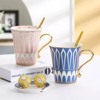 Легкая роскошная британская кофейная чашка Ins Style, керамическая кружка высокой ценности, парная чашка, свадебный сувенир, выпускной вечер 300ml