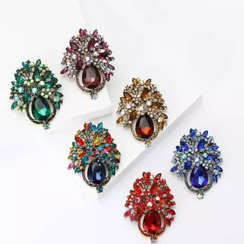 Легкая роскошная брошь из сплава со стразами, стеклянная брошь высокого класса, женское платье, костюм, корсаж, ювелирные изделия, булавка