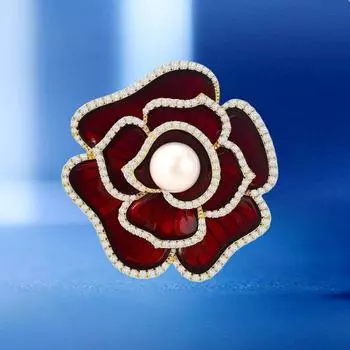 Легкая роскошная брошь «Камелия» для женщин, эксклюзивная, с небольшим ароматом, темпераментная, ретро-брошь, универсальная, аксессуары для одежды Electroplated real gold красный