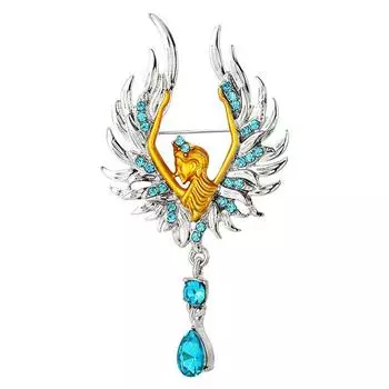 Легкая роскошная брошь в виде ангела, модный и элегантный корсаж в виде крыла со стразами, атмосферная булавка, подарочный аксессуар к костюму.