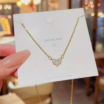 Легкая роскошная цепочка на ключицу любви холодный ветер онлайн знаменитость короткое ожерелье из титановой стали женская легкая роскошная нишевая дизайнерская цепочка на шею золотой