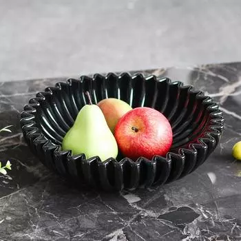 Легкая роскошная черная зазубренная кромка ваза для фруктов в форме ракушки, украшение для хранения фруктов, модель украшения для дома, украшение для комнаты в отеле