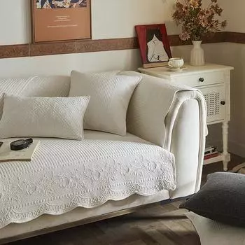 Легкая роскошная диванная подушка из чистого хлопка в стиле ретро, простая вышивка, противоскользящий чехол для диванной подушки, всесезонное универсальное полотенце на спинку 70*70cm