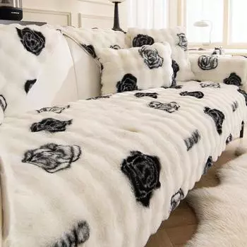 Легкая роскошная диванная подушка из кроличьего меха, скандинавская плюшевая утолщенная подушка, зимняя теплая мягкая клейкая нескользящая подушка для дивана, наборы чехлов 70*70